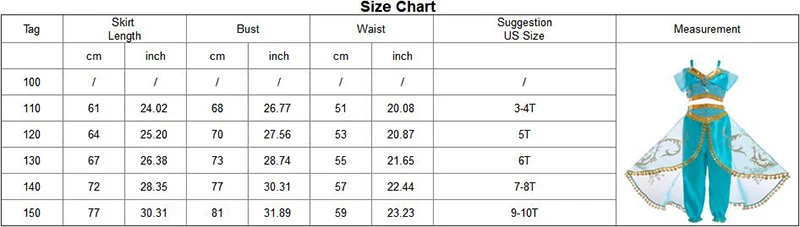 Рождественское праздничное детское платье костюм для косплея с лампами Аладдина Принцесса Жасмин платье для девочек Детский комплект из двух предметов
