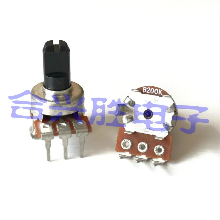 

2pcs 121 type rotary potentiometer single league B200K axial length 10 mm amplifier audio volume control potentiometer 3 feet