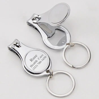 

Personalized Nail Clipper Keychain Promotional Nail Clipper with Bottle Opener Keyring Custom Logo Free Engraving / Printing