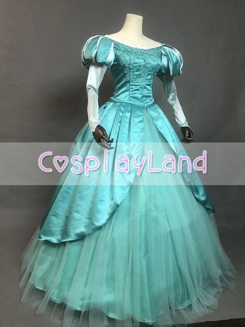 

The little Mermaid Ariel Cosplay Costume Halloween Adult Princess Dresses Cosplay Mermaid Long Sleeve Skirt Lace up Party Dress