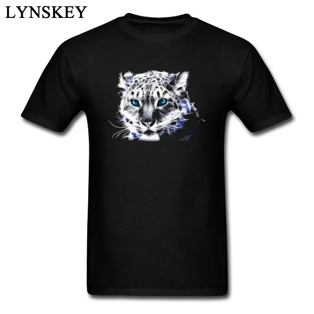Casual Men's Snow Leopard Fractal T-shirts Coupons Summer Autumn Short Sleeve Round Collar 100% Cotton Tops T Shirt Printing Tee-Shirts Snow Leopard Fractal black