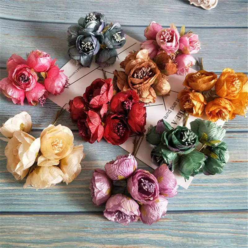 6 шт. искусственные шелковые цветы букет Свадебная вечеринка украшения цветы домашний сад DIY декоративные Dlowers