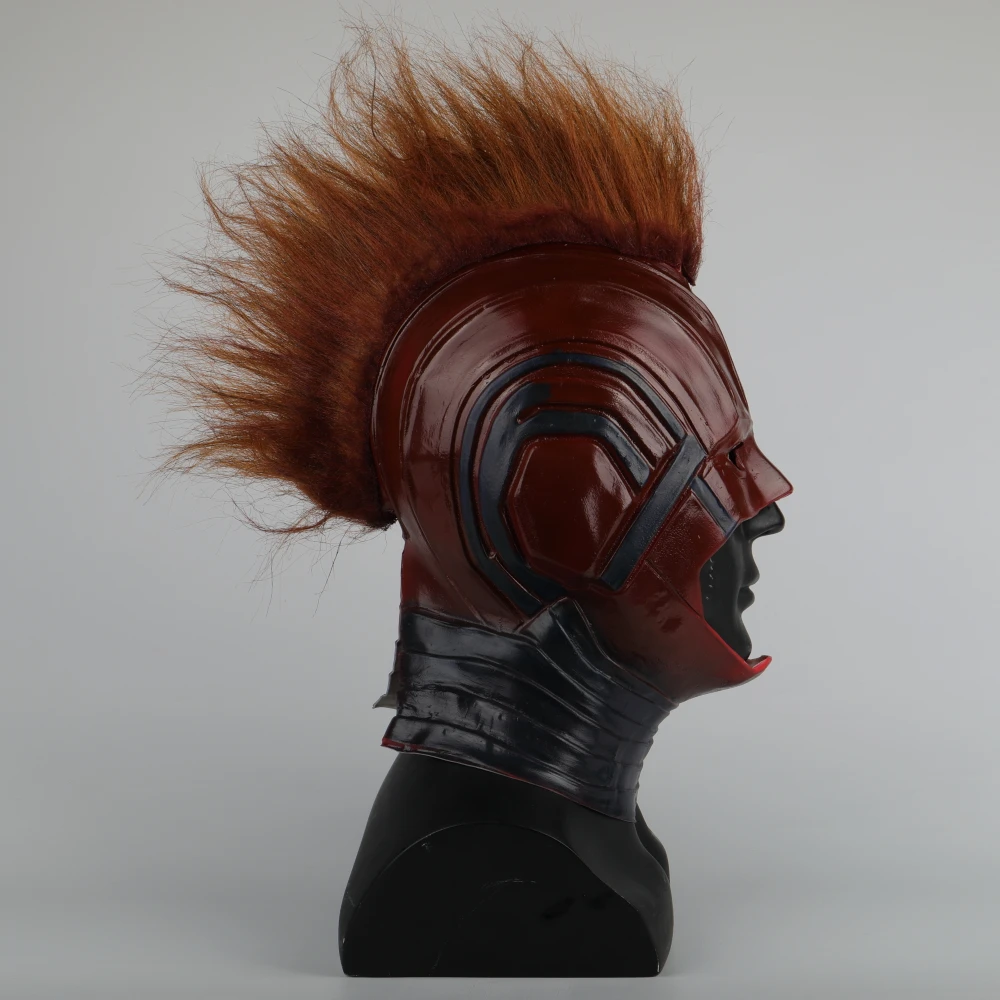 Captain Marvel Helmet Cosplay Prop Mask for Halloween Red with Yellow hair Latex Mask Halloween Cosplay Costume Prop (5)