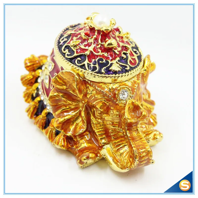 

Free Shipping Pearl Elephant Collective Gift Box Enamel Jewelry Box