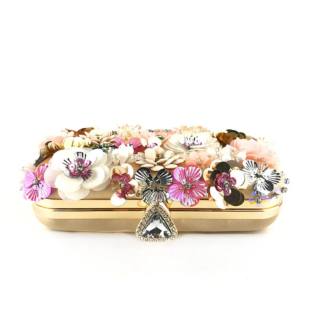 Elegant Evening Bags Shoulder Bag Flower Decoration ClutchesParty HandBag Elegant Evening Bags Shoulder Bag Flower Decoration ClutchesParty HandBag