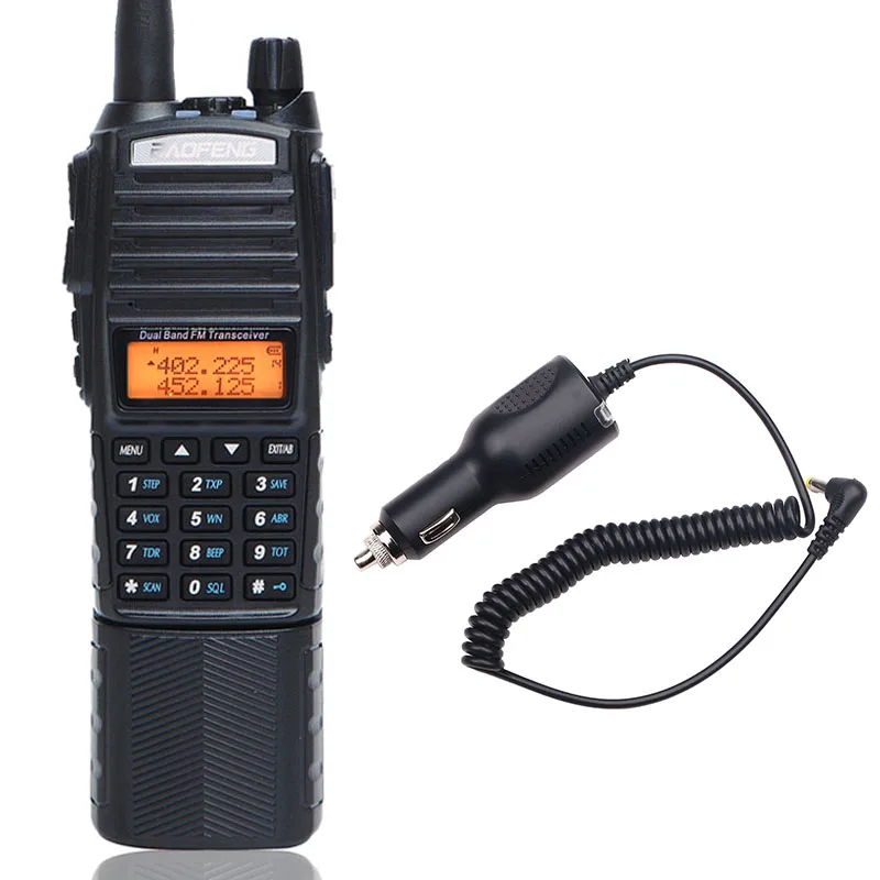 Baofeng UV-82 Plus Walkie Talkie 8 Вт Мощный 3800 мАч разъем постоянного тока батарея UV82 двойной PTT группа трансивер любительский BF UV 82 радио - Цвет: add car charger