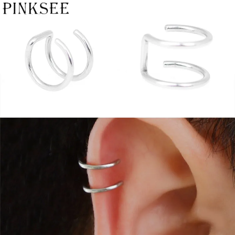 

PINKSEE5Pcs/Lot Silver Color Helix Cartilage Ring Fake Ear Clip On Stud Women Punk Non-Piercing Ear Cuff Jewelry Accessories