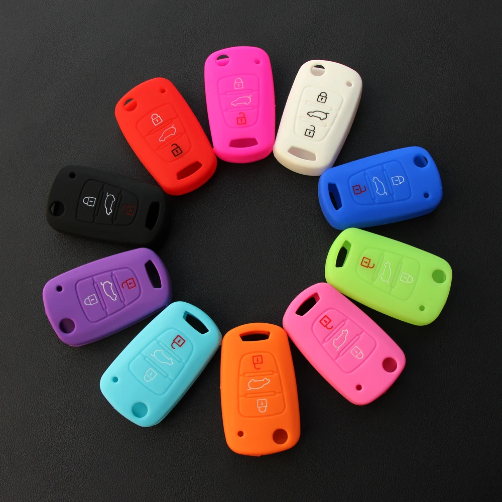 

Silicone Key Cover Car Keychain For Remote Control for HYUNDAI i30 KIA Soul RIO K2 K5 Sportage R forte CERATO accessories
