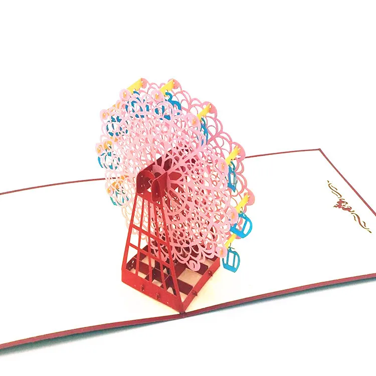  1pcs Creative 3D Ferris Wheel Wedding Birthday Party Invitations Cards High-Gread Festive Party Gre - 32990487194