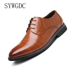 SYWGDC/2019 оксфорды высокого качества, мужские ботинки-броги, деловая модельная обувь bullock со шнуровкой, Мужская официальная обувь, большие