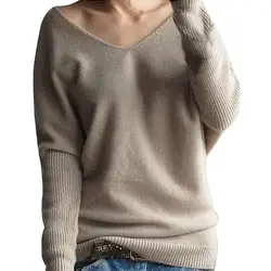 Женский Повседневный свитер, женский модный сексуальный свитер с воротником, однотонный вязаный свитер, весна-осень 708 #3