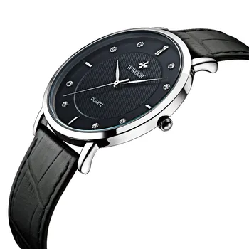 

2019 Brand WWOOR Waterproof Men Sports Watches Mens Quartz Watch Ultra Thin Clock Genuine Leather Strap Casual Relogio Masculino