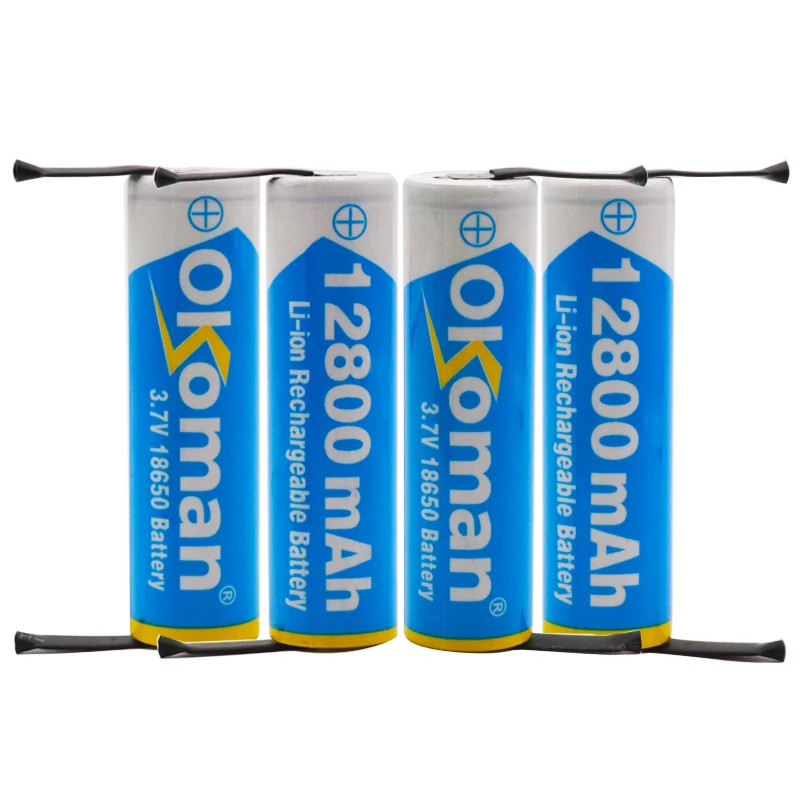 Okoman 18650 3,7 V 12800mAh 18650 перезаряжаемая литиевая батарея для батареи+ DIY никель