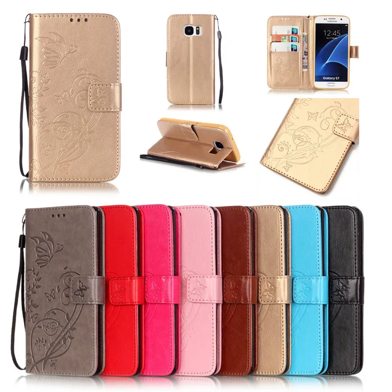 

For Samsung Galaxy S2 S3 S4 S5 Mini S6 Edge Plus S7 Edge Note4 Note5 Case TPU Leather Back Cover Butterfly Flip Wallet Phone Bag