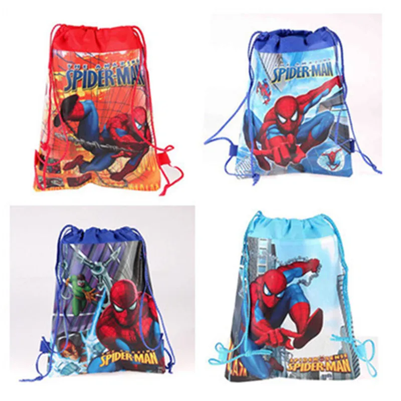 

1pc 27*36cm Super Hero Spiderman Gift Bag Drawstring Backpack Non-Woven Fabric Loot Bag Party For Kids Girl Birthday Decoration