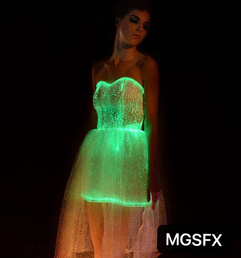 

LED Light dress Luminous clothing fiber optic dance costume girls LED Wedding dress