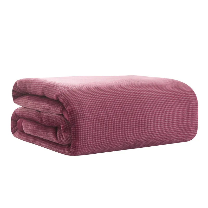 

Wine Red Solid Color Bedspread Blanket 180x200cm High Density Soft Flannel Blanket To On For The Sofa/Bed/Car Portable Plaids