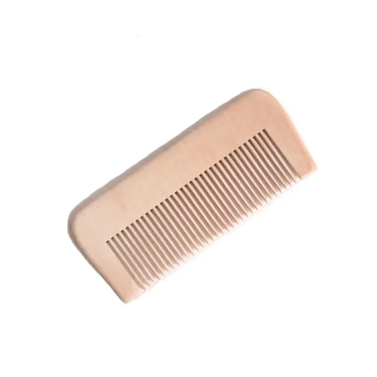 Engraved Your Logo Thin Teeth Natural Peach Wooden Comb Straight Pocket Wooden Beard Combs