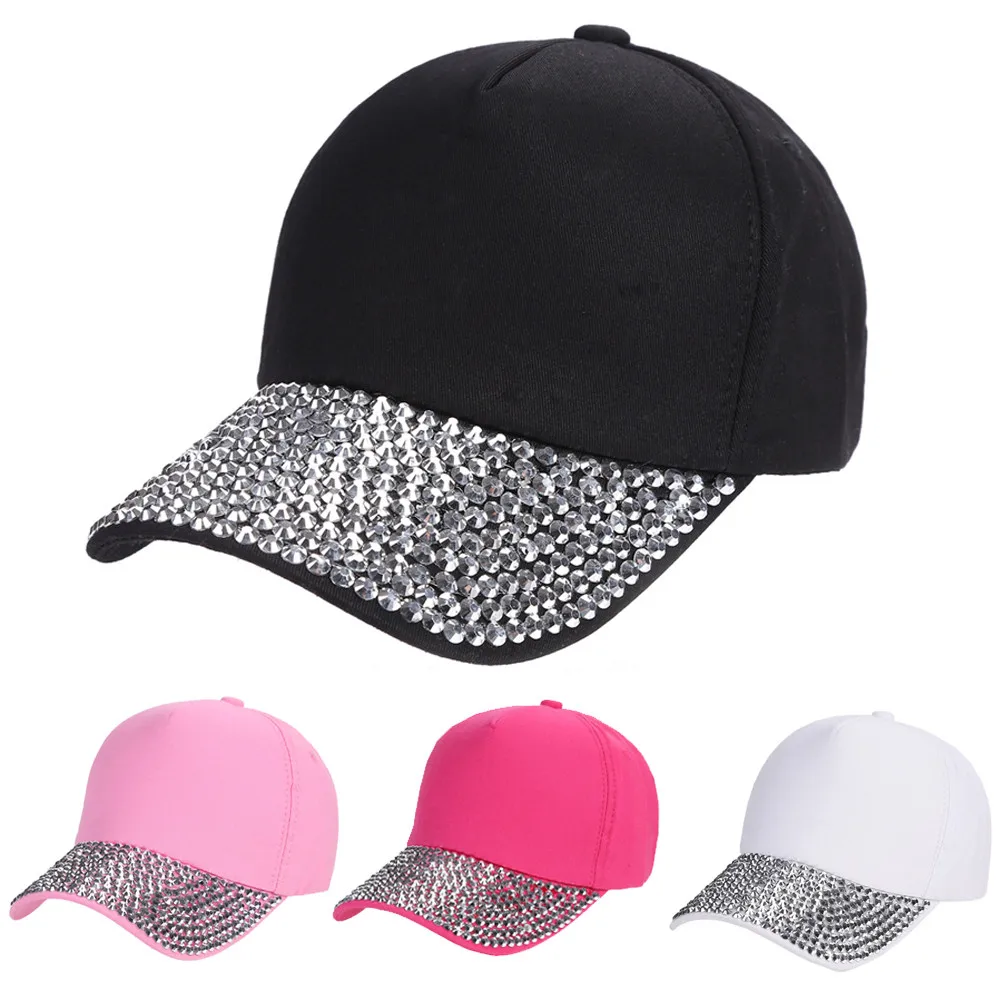Summer Women New Fashion Baseball Cap Rhinestone Paw Shaped Snapback