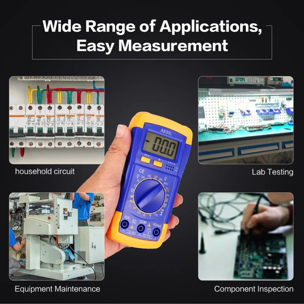 A830L мини карманный цифровой мультиметр 1999 отсчетов AC/DC Вольт Ампер Ом тестер целостности диодов Амперметр Вольтметр