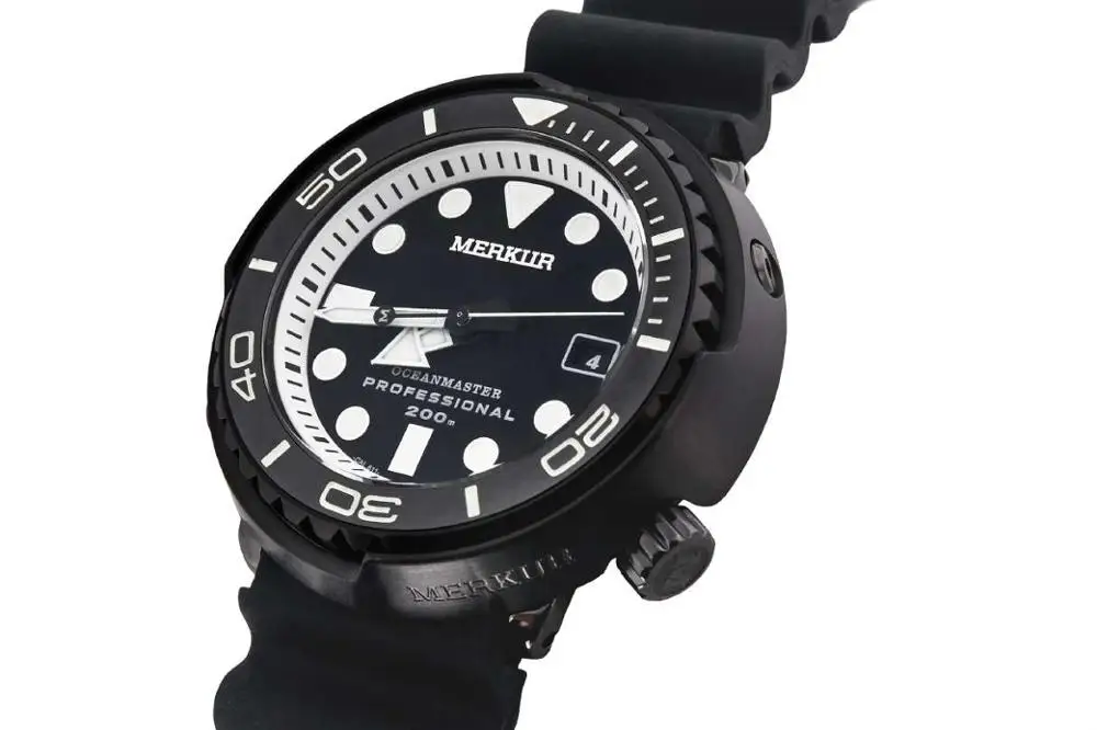 Merkur Япония тунец Can Diver автоматические наручные часы океан Мастер Череп Военный
