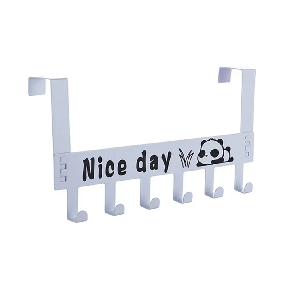 

Over-The-Door Hook Rack Panda Pattern Metal Hanger Wrought Iron Storage Holder Elegant Design Hanging Coat Hat Towel Bag Rack