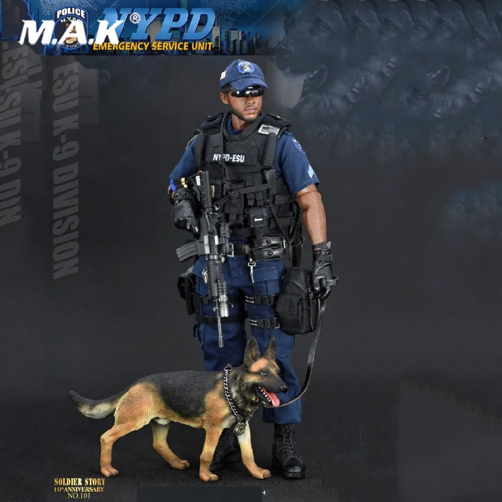 

For Collection Soldier Story 1/6 NYPD ESU K-9 Division Police K9 Unit Action Figure With Police dog Male Soldier Figure full set