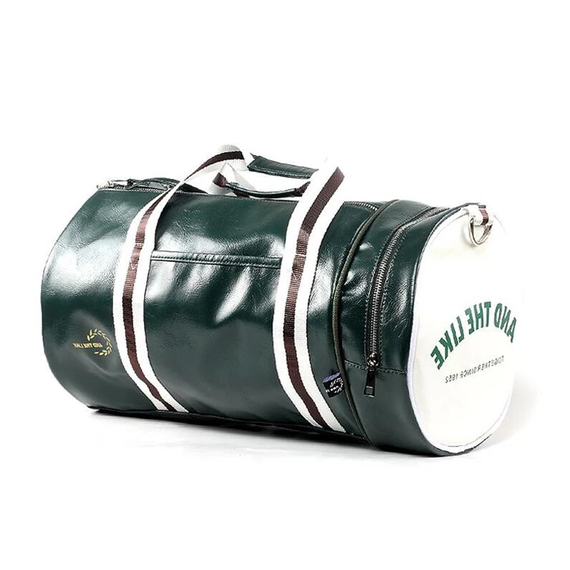 

Fashion Men Soft Leather Barrel Travel Bag Fashion High-Capacity Bag For Men Waterproof Shoulder Luggage Bolsa Deporte Duffel
