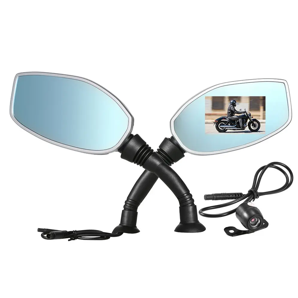 2.4" Display Motorcycle Rearview Mirror Twin Camera Motorbike Video