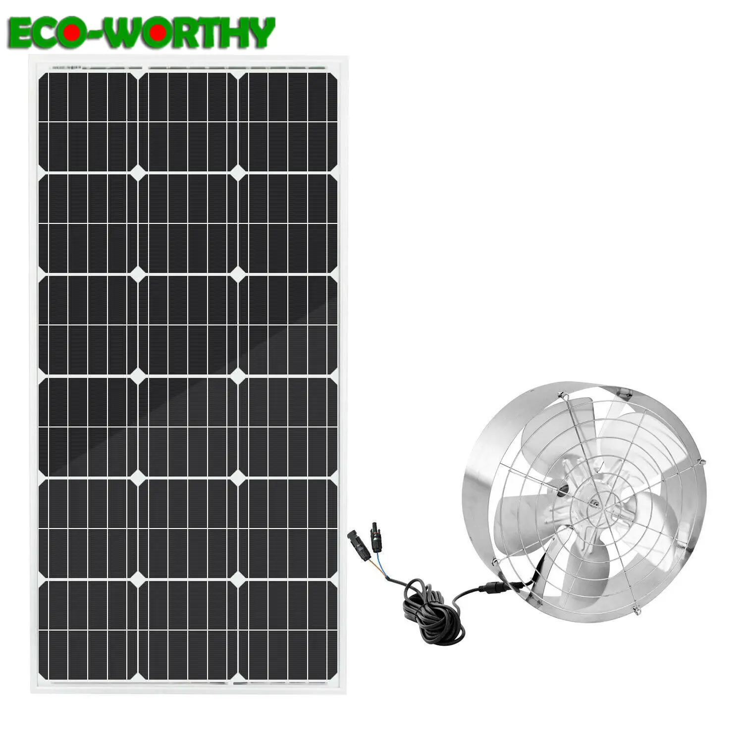

ECOworthy High Flow 100W mono Solar power Panel & 65W 3000 CFM Solar Panel Powered Vent Fan Cooler Ventilator for Attic Home