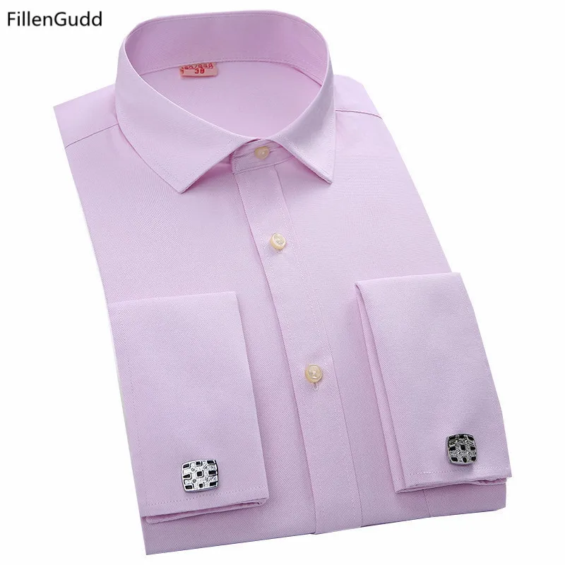 Achat 2017 Nouveau Mode Hommes Casual Robe boutons de Manchette Chemises Mâle de Haute Qualité À Manches Longues Formelle français Slim fit chemises de manchette FillenGudd