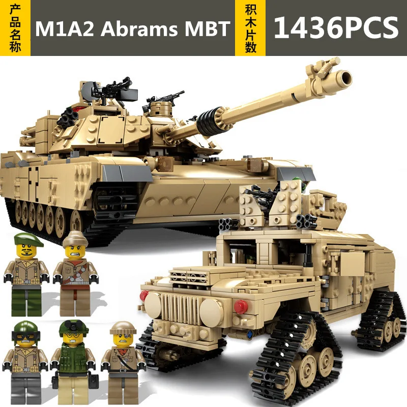 

1463pcs KAZI Technic Military Theme Tank Diy Building Blocks M1A2 Abrams MBT Educational Model Toys For Children Kids gift