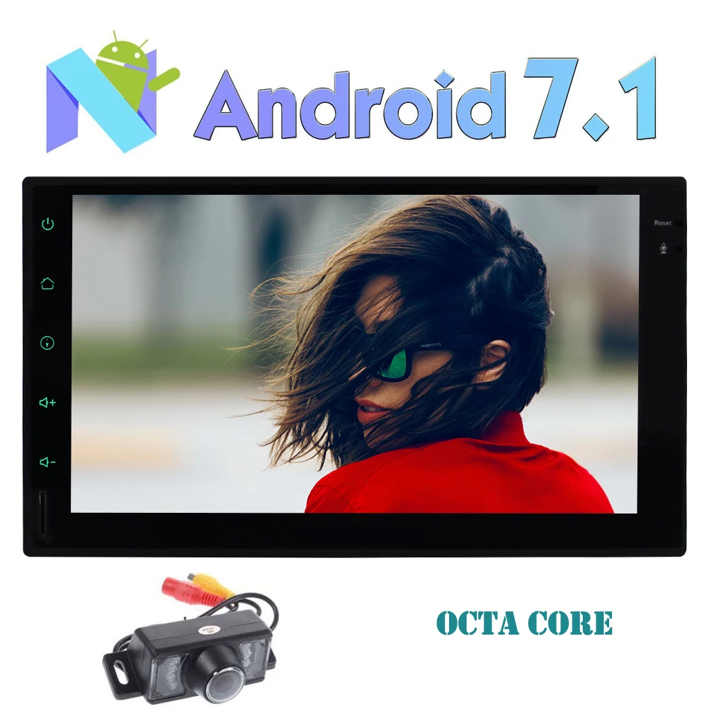 Sale Android 7.1 Car no DVD Stereo GPS Navigation Autoadio Head Unit Bluetooth FM/AM/RDS Radio HD 1080p Video Octa Core Free Camera 5