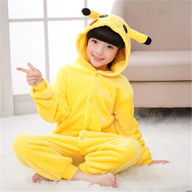 Для девочек детская одежда желтого цвета с изображением покемона Kigurumi Пижама
