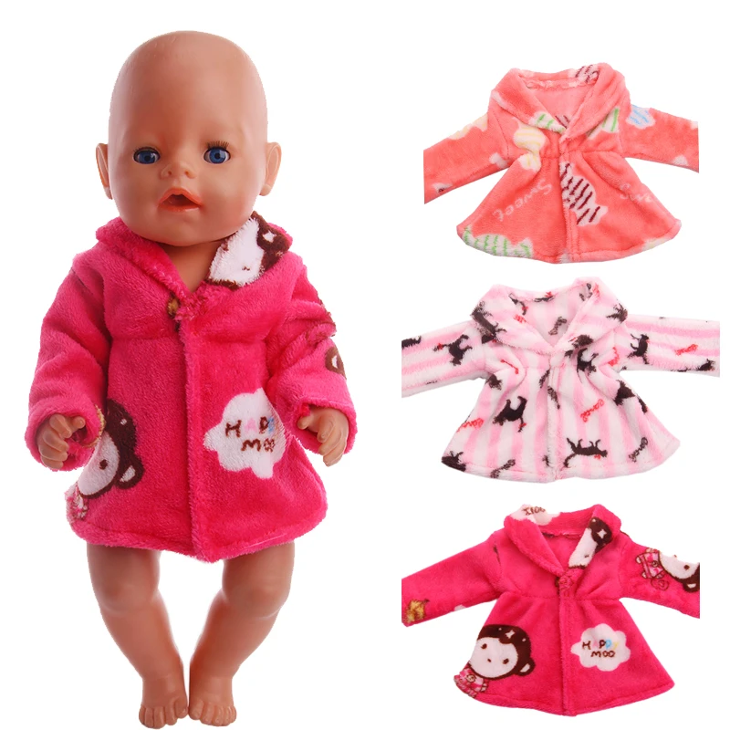 

3 styles Comfortable Cute Printed Robe Pajamas Doll Clothes Wear fit 43cm doll Children best Birthday Gift