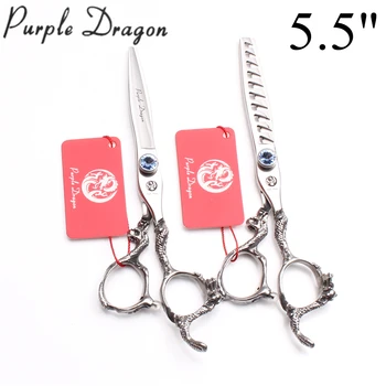 

5.5" 16cm 440C Purple Dragon Hairdressing Shears Cutting Shears Thinning Scissors Professional Hair Scissors Styling Tools Z9006