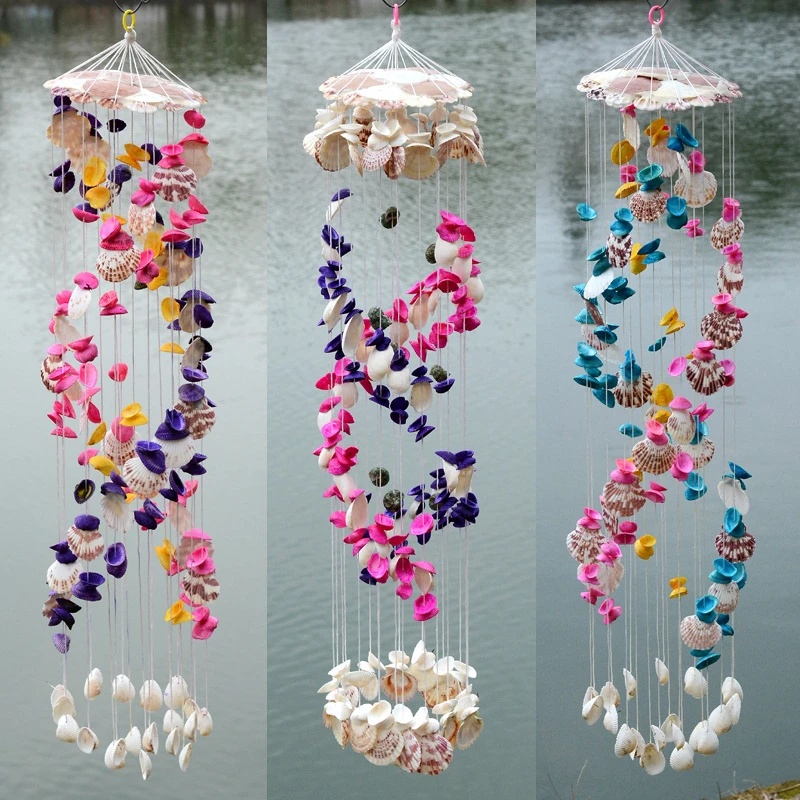 Shell Chimes Natural Shells Wind Chime Hanging Marine Decoration Seashell Windbell Bells Crafts Ornaments Nautical Beach Decor - Shells & Starfishes - ...