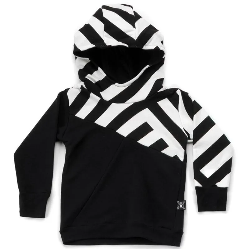 

2019 Autumn Winter New Kids Long Sleeve T-shirts Boys Part Striped Hoodie Sweatshirt Baby Girls Tops Tees Clothes 1-7Y