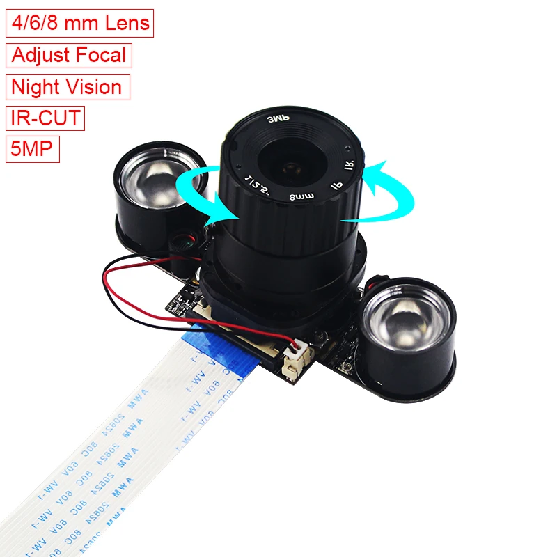 En Ligne Plus récent Framboise Pi 3 Modèle B + IR CUT Caméra 4mm Focale Réglable Vision Nocturne Caméra Webcam + 2 IR lumières pour la Framboise Pi 3