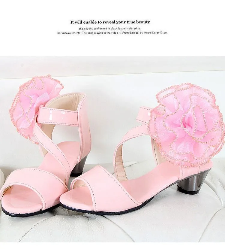Искусственная кожаные сандалии для детей pu детские пляжные сандалии летние цветы. Красная обувь для девочек