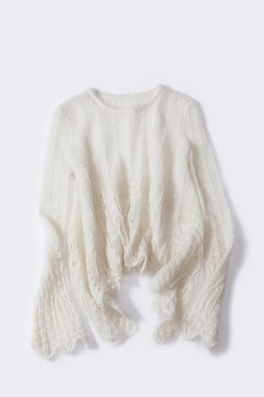 BAHTLEE весна осень женские мохеровые пуловеры с круглым вырезом выдолбленный свитер вязаный длинный рукав шерстяной джемпер ленивый стиль