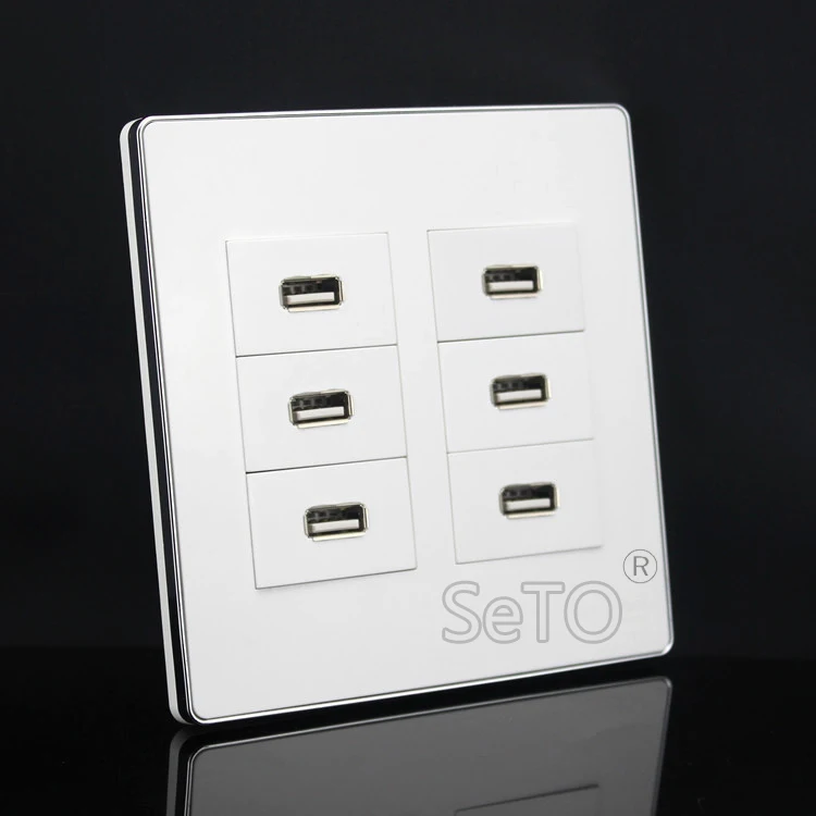 SeTo 120 тип 6 портов USB разъем даты панель Выходная настенная пластина Keystone лицевая