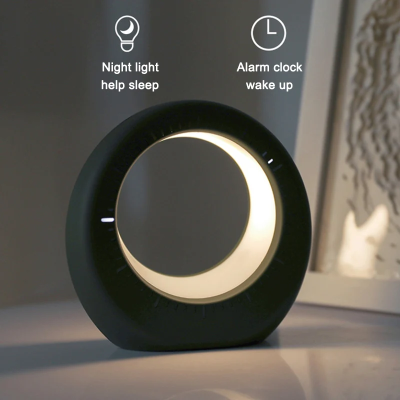 

USB Charging LED Night Light Non Ticking Bedside Alarm Clock with Nightlight for Home Office HVR88