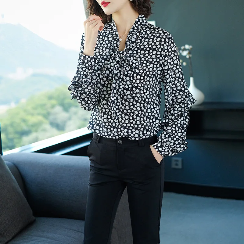 Mujer De See Chart Manga Camisas Larga Blusa Nuevo Volantes Seda Primavera Verano Impresión 2019 100 Jerseys AcwTqU4ff