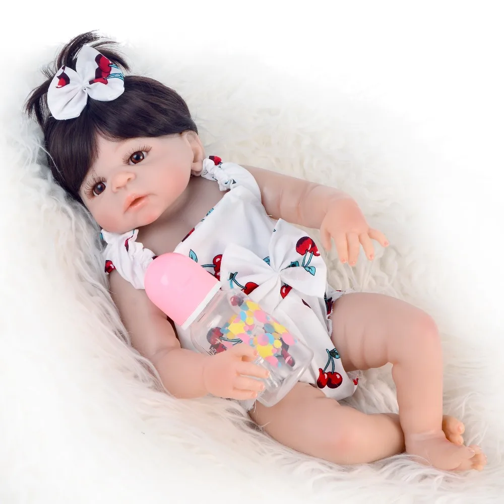 19 дюймовая маленькая кукла bebe Reborn Alive силиконовая принцессы с полным корпусом для