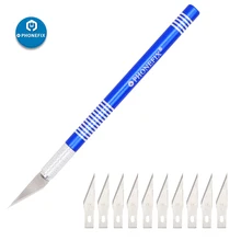 Нескользящий металлический нож для скальпеля для ремонта материнской платы мобильного телефона набор инструментов 1 шт. ручка+ 10 шт. лезвия