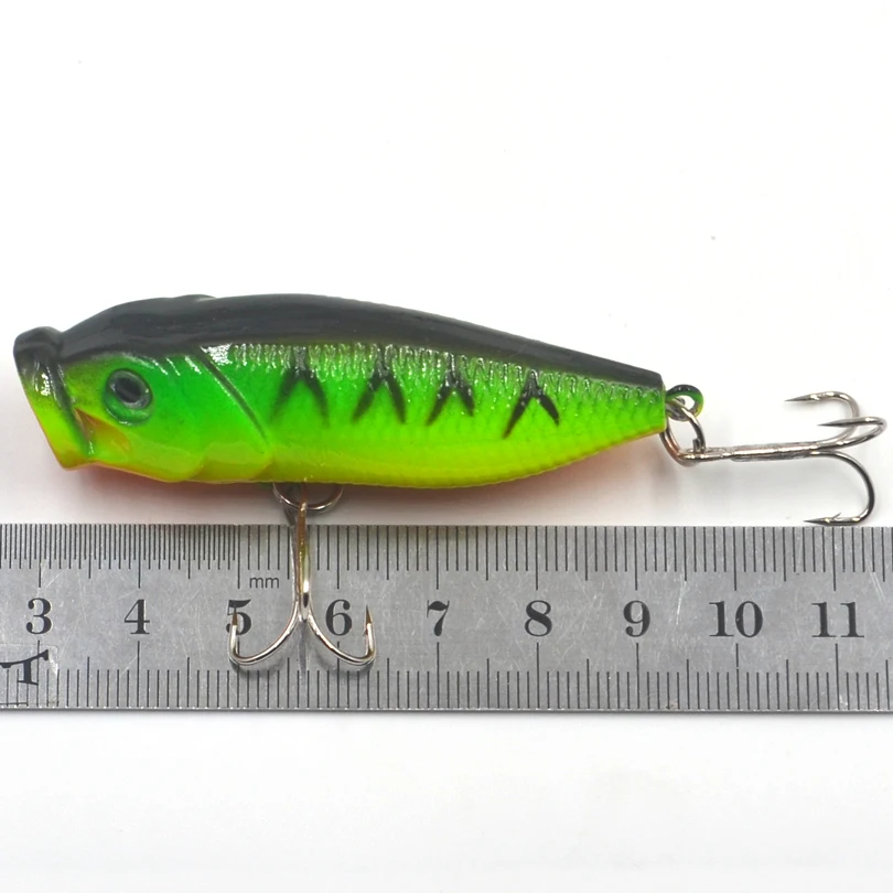 Iscas de Pesca Isca de Pesca Mnft Corpo Verde Laranja Barriga Popper Isca 2.76 -7 cm - 0.31 Oz-8.8g 3d Olhos Wobbler Artificial Dura 8 Pçs 6 Cheap Iscas artificiais