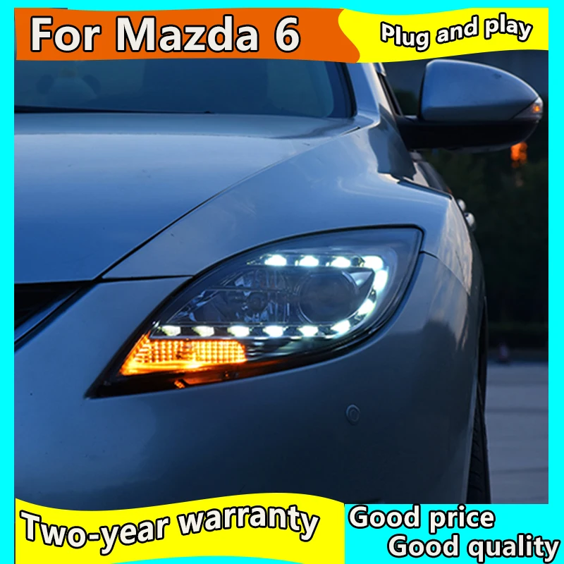 

Car Styling for Mazda 6 Headlights 2004-2013 Mazda6 LED Headlight Angel Eye DRL Bi Xenon Lens High Low Beam Parking