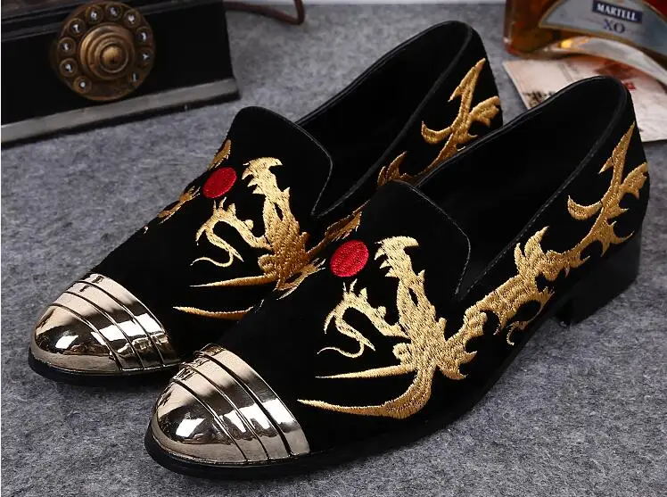 

New Fashion Gold Top and gold Gold printing Gentleman Luxury Men Shoes Handmade party and wedding Loafers Men's Flats