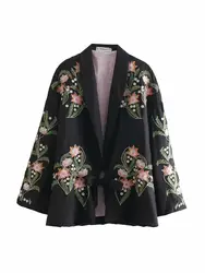 2019 сезон весна лето новый костюм с вышивкой кимоно куртка женская рубашка с Вышивкой Модные Повседневные блейзер